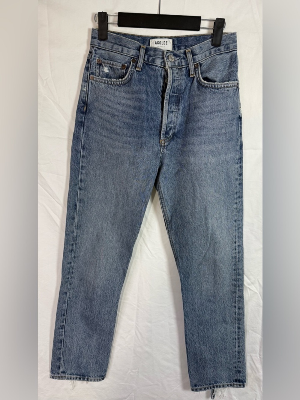 AGOLDE Riley Crop‎ Straight Jeans Distressed Button Fly 25